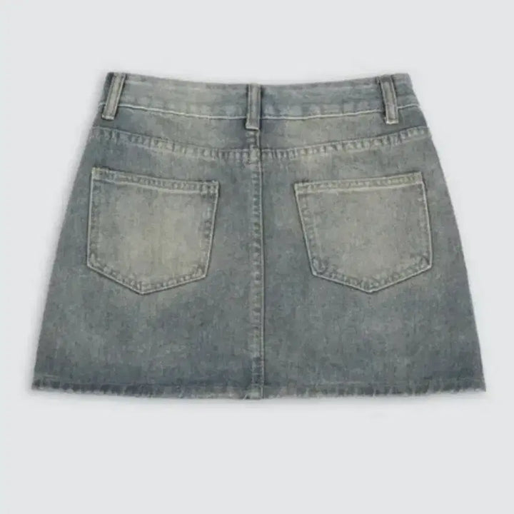 [BUNJANG] Y2K H-Line Denim Mini Skirt with Built-in Shorts / [속바지 내장] y2k H라인 데님 청 미니 스커트