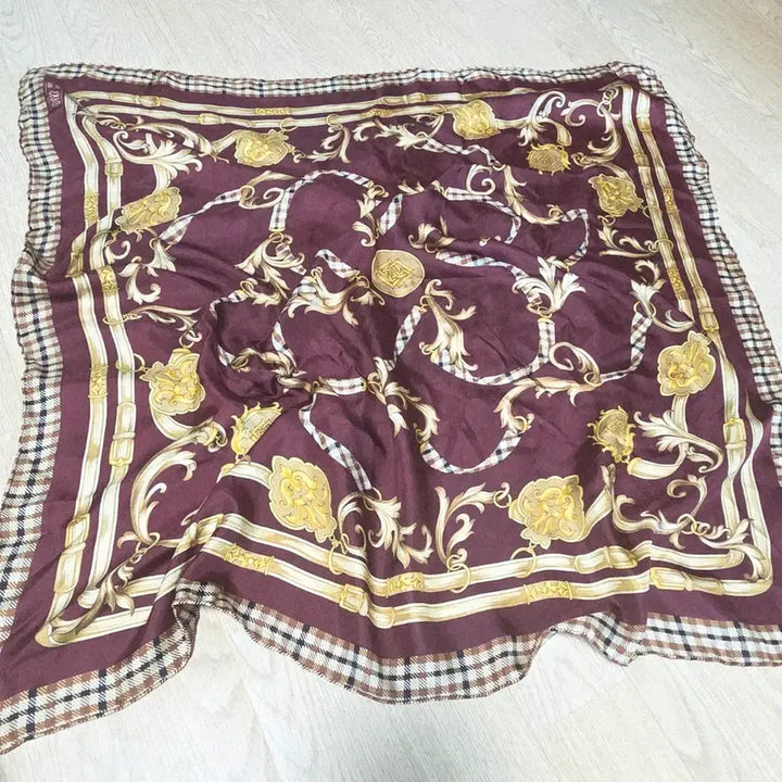 [BUNJANG] Daks Silk Check Pattern Scarf / 닥스 실크 100%스카프 체크 패턴 장식