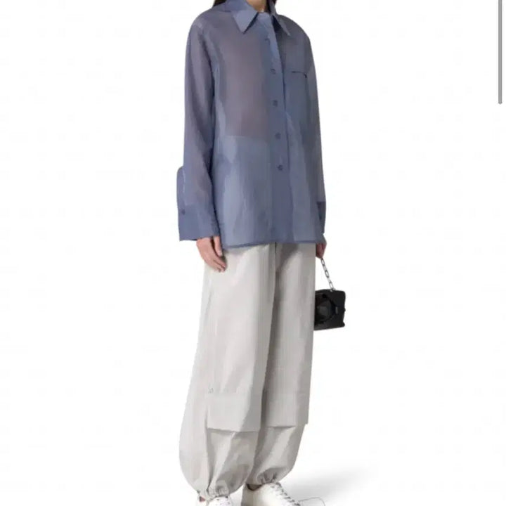 [BUNJANG] Low Classic See-Through Stitch Shirt - Blue / 로우클래식 SEE-THROUGH STITCH SHIRT_BLUE