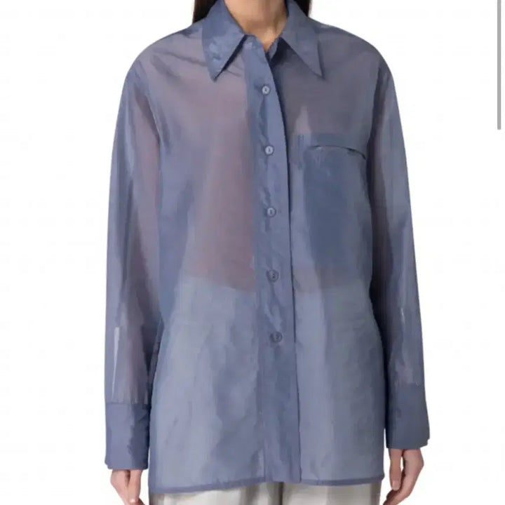 [BUNJANG] Low Classic See-Through Stitch Shirt - Blue / 로우클래식 SEE-THROUGH STITCH SHIRT_BLUE