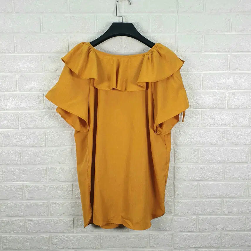 [BUNJANG] Mujack Frill Blouse Mustard Yellow / [F]무자크 프릴 블라우스