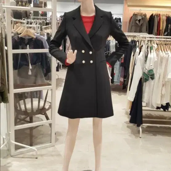 [BUNJANG] SOUP Pearl Embellished Long Blazer Dress / 숲 SOUP 진주 장식 롱 블레이저 정장 원피스