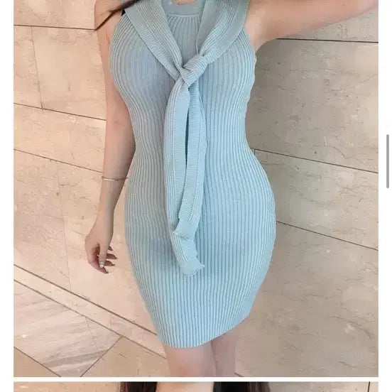 [BUNJANG] Rose Moire Blithe Min Halter Dress / 숄홀터원피스 로즈무아블리스민