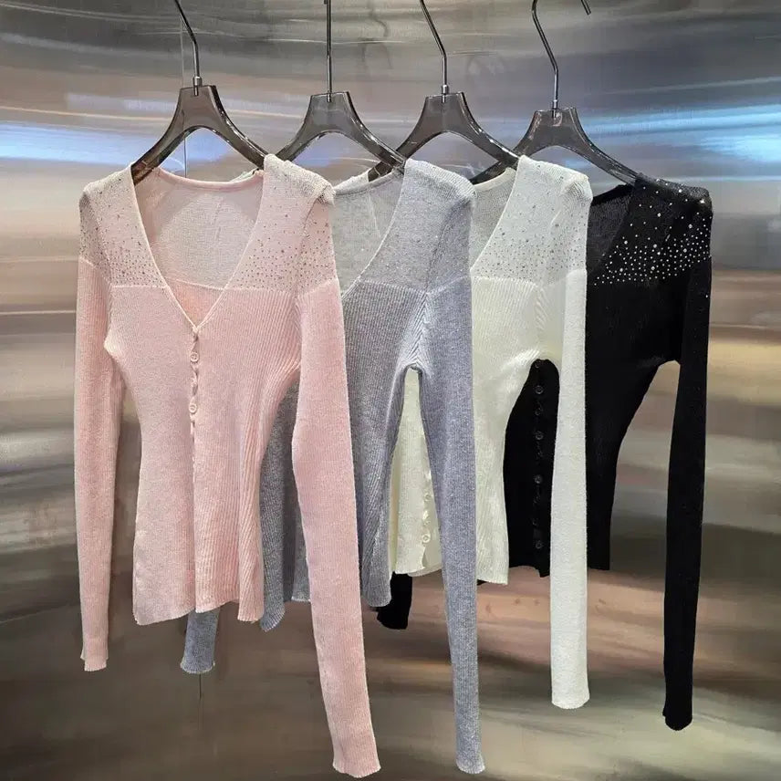 [BUNJANG] High-Quality Pink Cubic Cardigan / 새상품 수입의류 고퀄 핑크 큐빅가디건