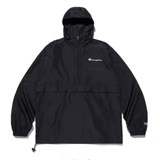 [BUNJANG] Champion Script Logo Packable Anorak Black L / 챔피온 스크립트 로고 패커블 아노락 블랙 L