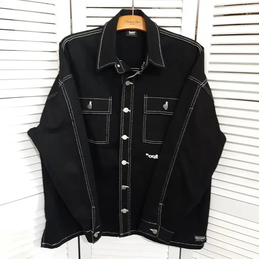 [BUNJANG] TWRK Black Stitch Work Shirt Jacket XL / twrk 블랙 스티치 워크 셔츠 자켓XL