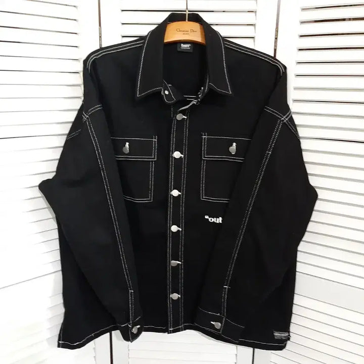 [BUNJANG] TWRK Black Stitch Work Shirt Jacket XL / twrk 블랙 스티치 워크 셔츠 자켓XL