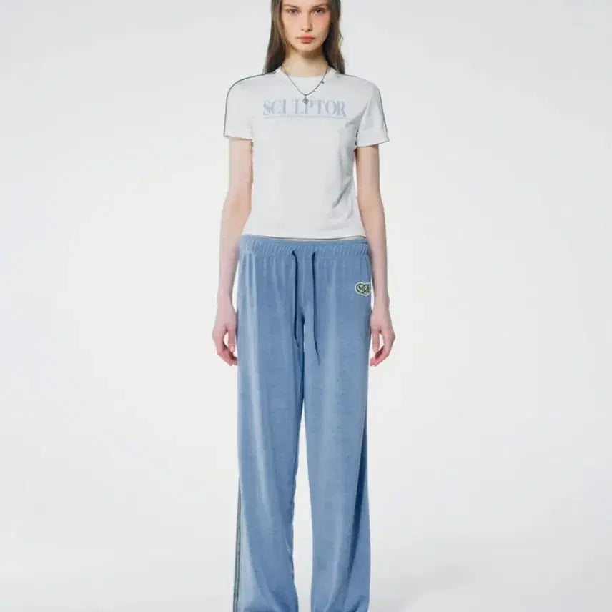 [BUNJANG] Sculptor Classic Logo Piping Crop Top White M / 무신사 스컬프터 클래식 로고 파이핑 크롭 탑 반팔 화이트 M