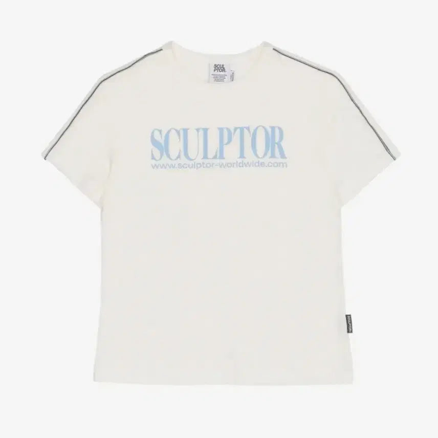 [BUNJANG] Sculptor Classic Logo Piping Crop Top White M / 무신사 스컬프터 클래식 로고 파이핑 크롭 탑 반팔 화이트 M