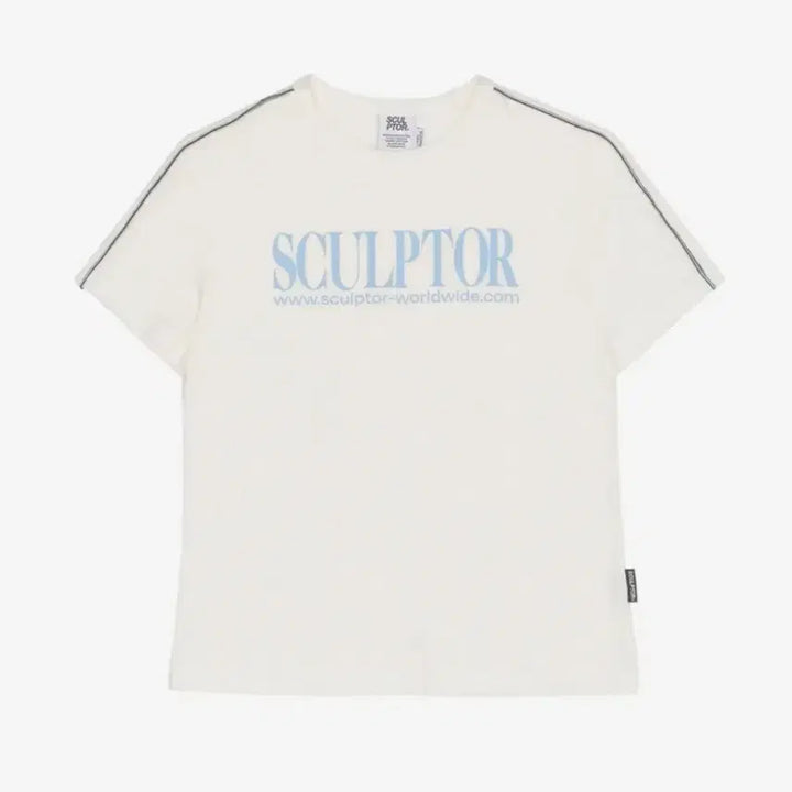 [BUNJANG] Sculptor Classic Logo Piping Crop Top White M / 무신사 스컬프터 클래식 로고 파이핑 크롭 탑 반팔 화이트 M