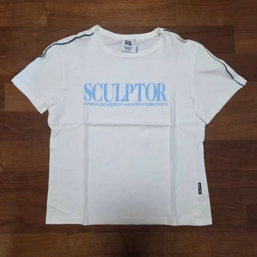 [BUNJANG] Sculptor Classic Logo Piping Crop Top White M / 무신사 스컬프터 클래식 로고 파이핑 크롭 탑 반팔 화이트 M