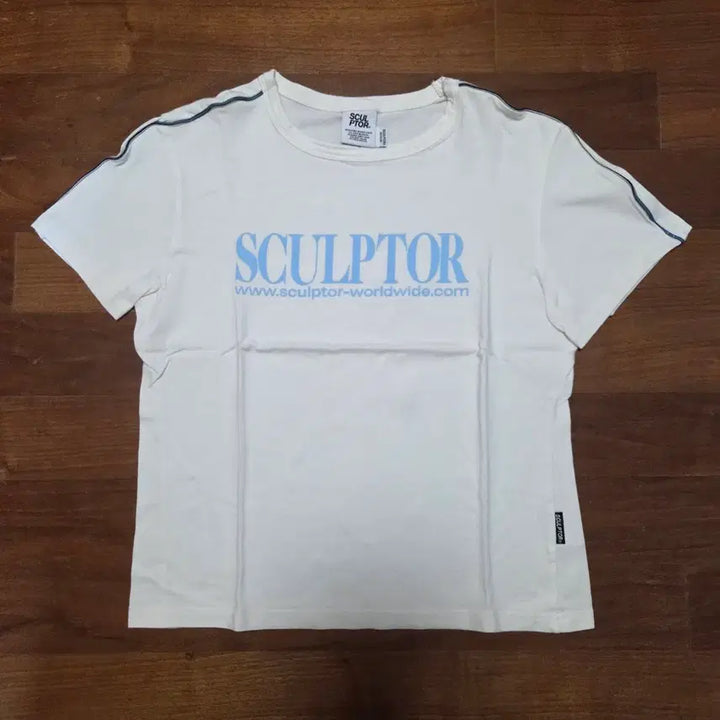 [BUNJANG] Sculptor Classic Logo Piping Crop Top White M / 무신사 스컬프터 클래식 로고 파이핑 크롭 탑 반팔 화이트 M
