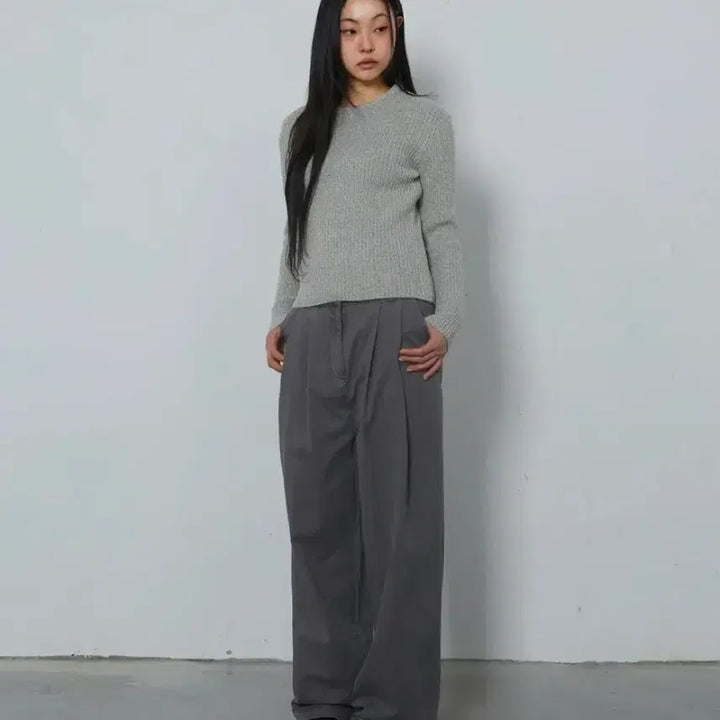 [BUNJANG] Chicks Croy Slim Knit Oatmeal / 지그재그 에이블리 무신사 칙스 크로이 슬림 니트 오트밀