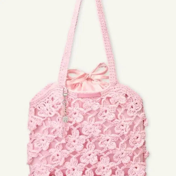 [BUNJANG] Cherry Blossom Knit Bag &amp; Charm Keyring Set / [감사카드+2026체리블라썸 니트백+블라썸 참 키링set]새상품