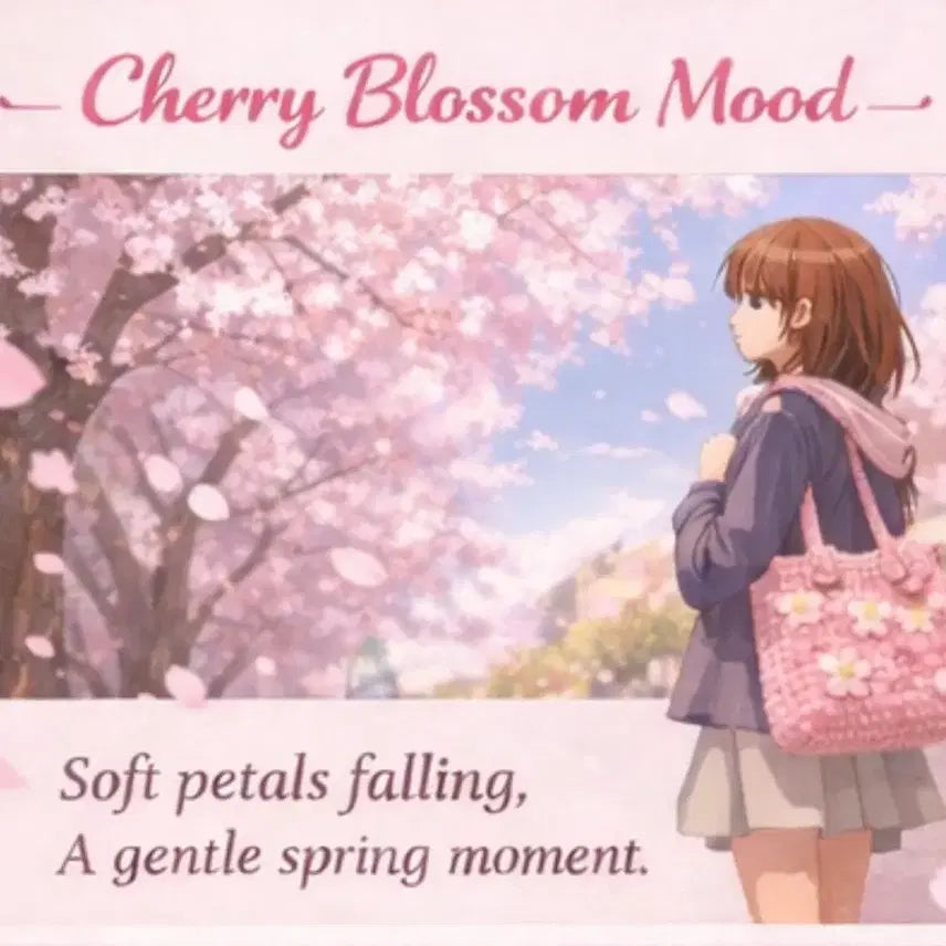 [BUNJANG] Cherry Blossom Knit Bag &amp; Charm Keyring Set / [감사카드+2026체리블라썸 니트백+블라썸 참 키링set]새상품