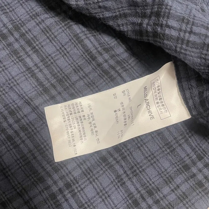 [BUNJANG] Milo Archive Wrinkle Check Roll-up Half Shirt [Vintage Blue] L / 밀로 아카이브 링클 체크 롤업 하프 셔츠 [빈티지 블루] L