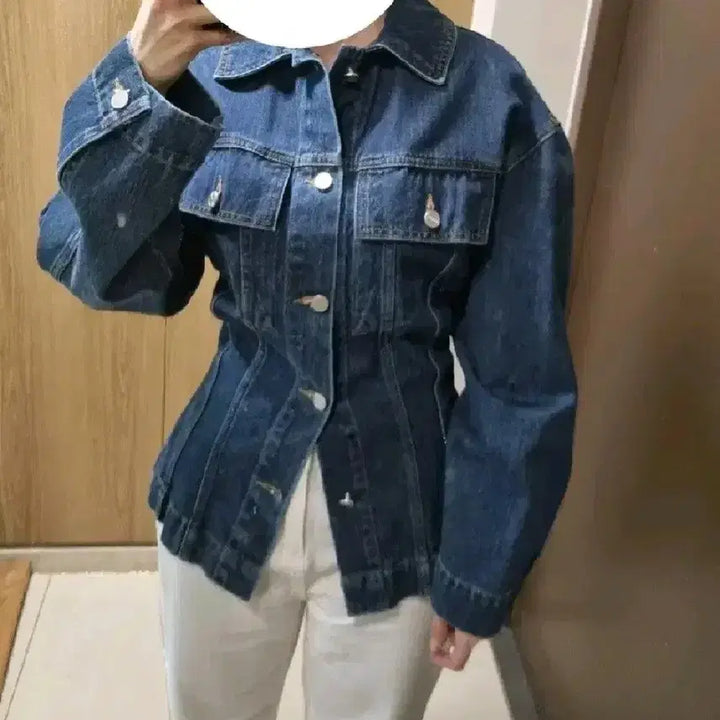 [BUNJANG] Denorita Hourglass Silhouette Denim Jacket / 드노리타 아워글라스 실루엣 데님 청자켓