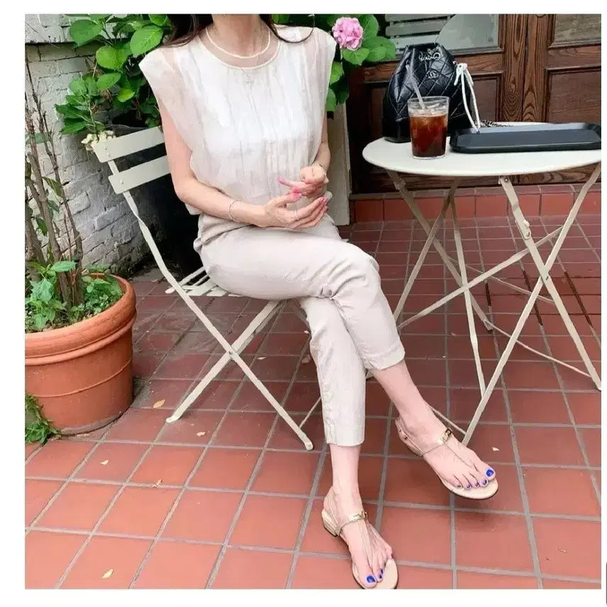 [BUNJANG] Dear Roz Cropped Ribbed Blouse - Ivory / 디어로즈 크롭 시보리 블라우스 - 아이보리