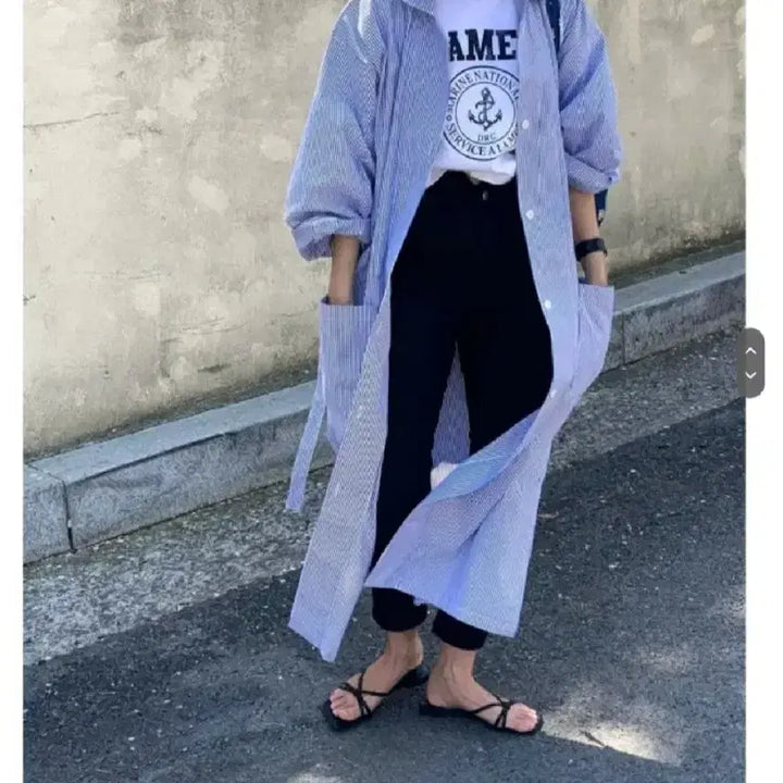 [BUNJANG] Danmi Mood Travel Shirt Dress - Deep Blue / 단미무드 트레블 셔츠 원피스 - 딥블루