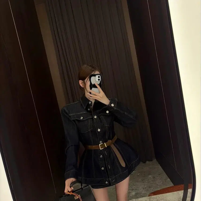 [BUNJANG] Babbyfit Non-Fade Raw Denim Two-Piece Set / 논페이드 바비핏 생지 데님 투피스