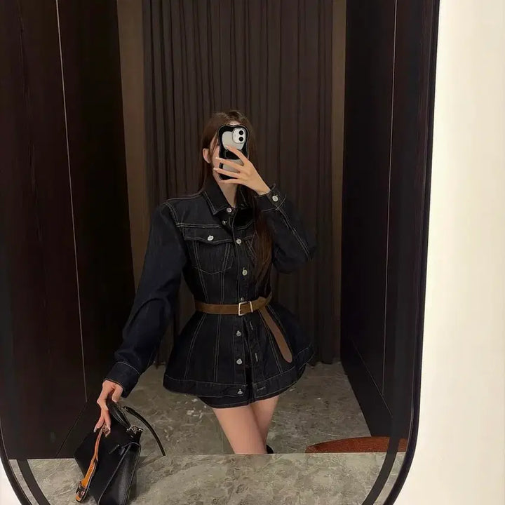 [BUNJANG] Babbyfit Non-Fade Raw Denim Two-Piece Set / 논페이드 바비핏 생지 데님 투피스