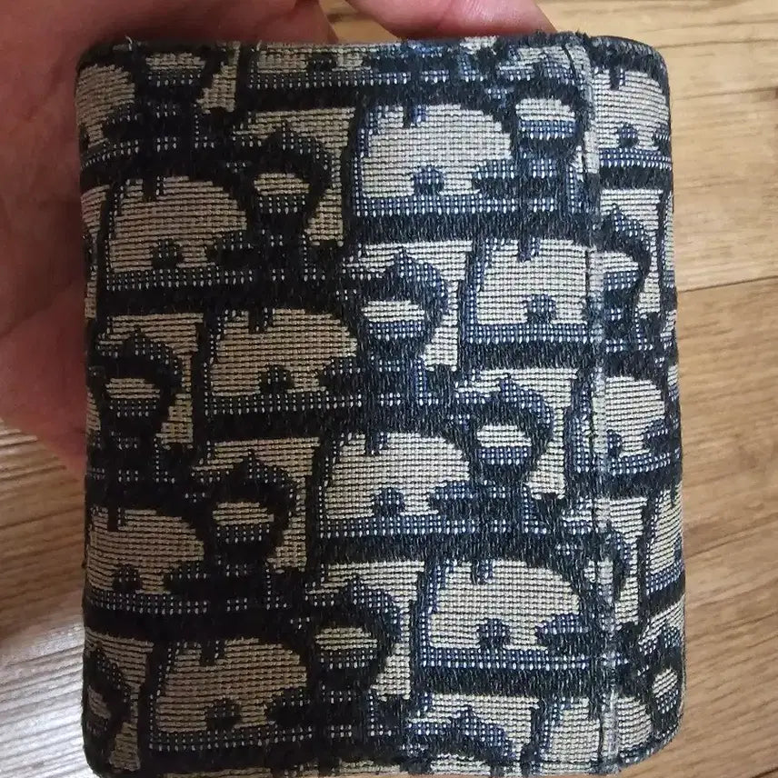[BUNJANG] Dior Saddle Lotus Trifold Wallet Blue Oblique Jacquard / (정품/A급)디올 새들 로터스 3단 지갑 블루 오블리크 자카드
