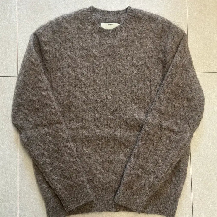 [BUNJANG] Pottery Brushed Alpaca Mohair Cable Knit Sweater Tobacco / 포터리 모헤어 케이블 니트/토바코(2)