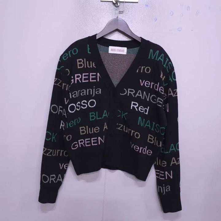 [BUNJANG] Double Standard Lettering Black Cardigan / 더블스탠다드) 제평 거의새거 레터링 블랙 가디건 -F