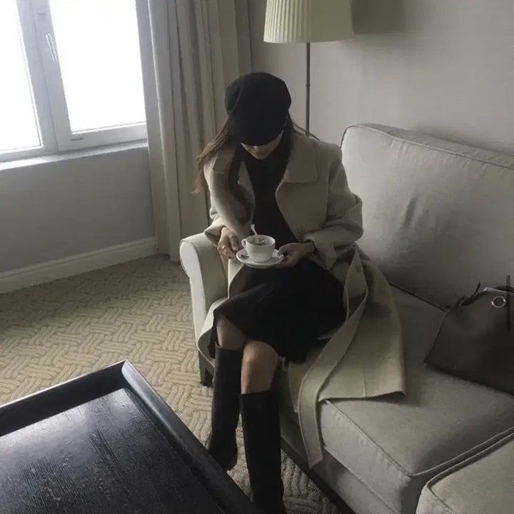 [BUNJANG] Flatbase Handmade Wool Coat Beige / 플랫베이스 블랑 핸드메이드 코트 베이지