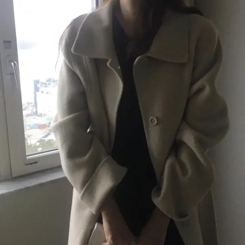 [BUNJANG] Flatbase Handmade Wool Coat Beige / 플랫베이스 블랑 핸드메이드 코트 베이지