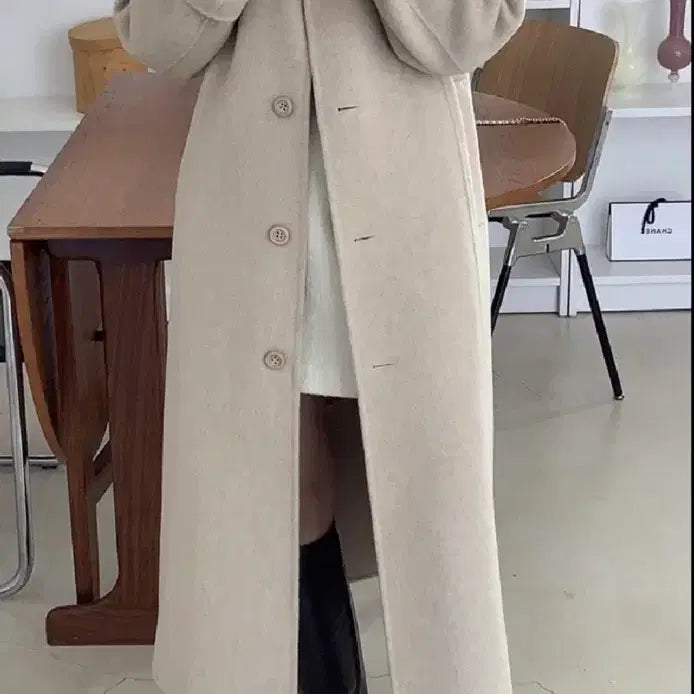 [BUNJANG] Flatbase Handmade Wool Coat Beige / 플랫베이스 블랑 핸드메이드 코트 베이지