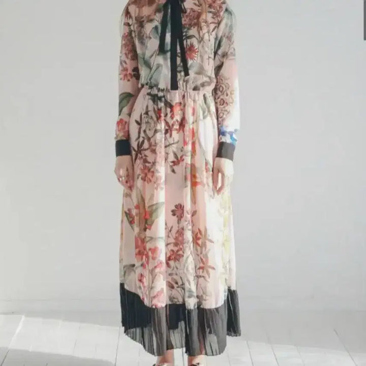 [BUNJANG] Stay With Me Flower Pattern Long Chiffon Dress / 스테이위드미 플라워 패턴 롱 쉬폰 원피스