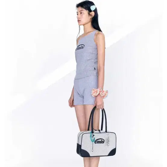 [BUNJANG] EMIS Canvas Leather Tote Bag Black / EMIS 에미스 캔버스 레더 토트백 블랙