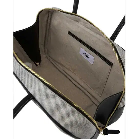 [BUNJANG] EMIS Canvas Leather Tote Bag Black / EMIS 에미스 캔버스 레더 토트백 블랙