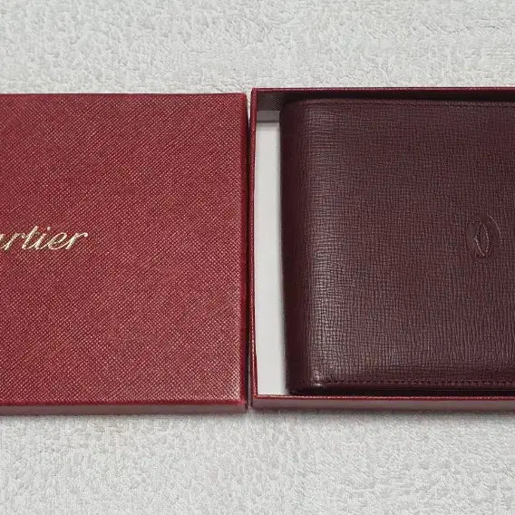 [BUNJANG] Cartier Burgundy Leather Bifold Wallet / 까르띠에 반지갑 버건디