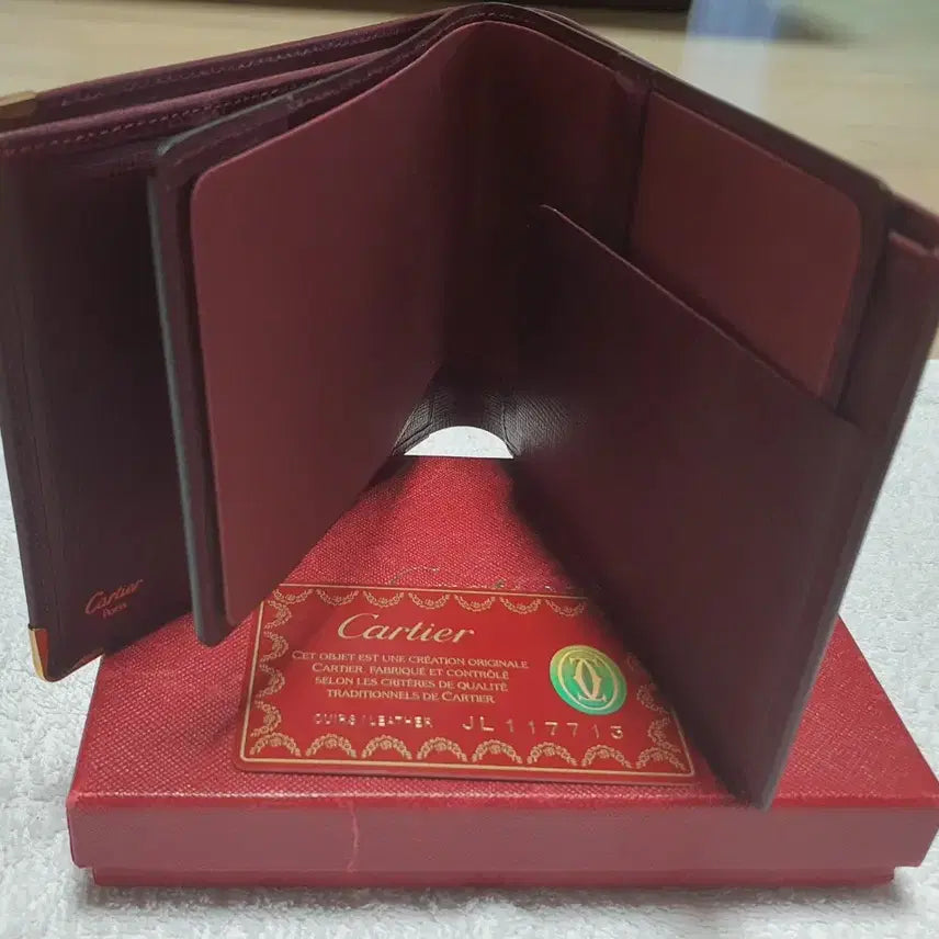 [BUNJANG] Cartier Burgundy Leather Bifold Wallet / 까르띠에 반지갑 버건디