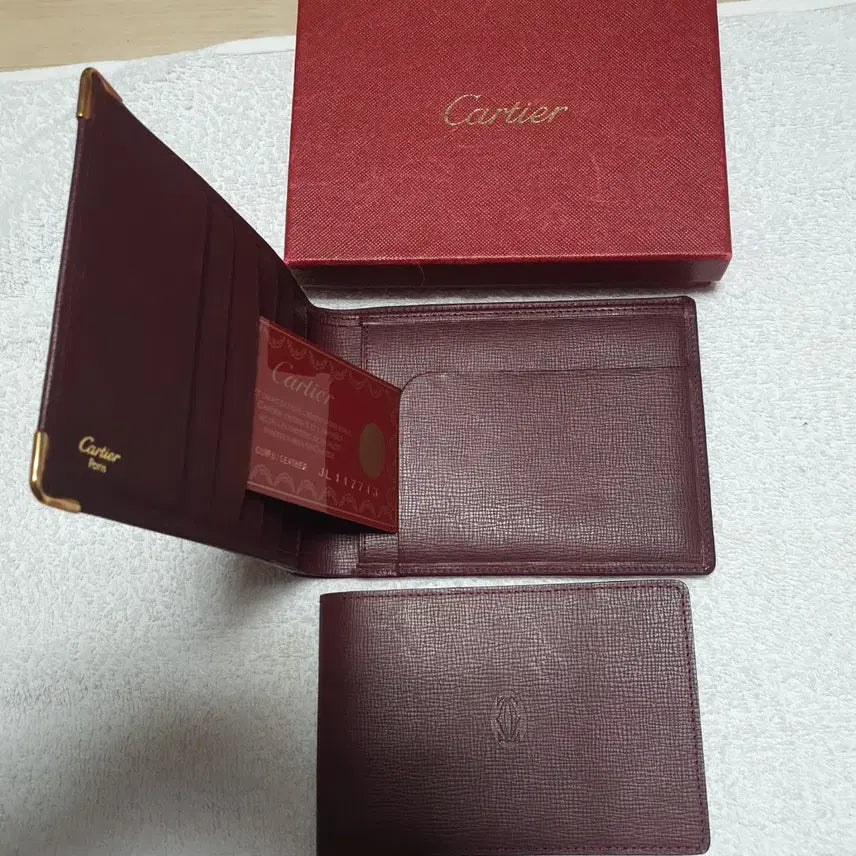 [BUNJANG] Cartier Burgundy Leather Bifold Wallet / 까르띠에 반지갑 버건디