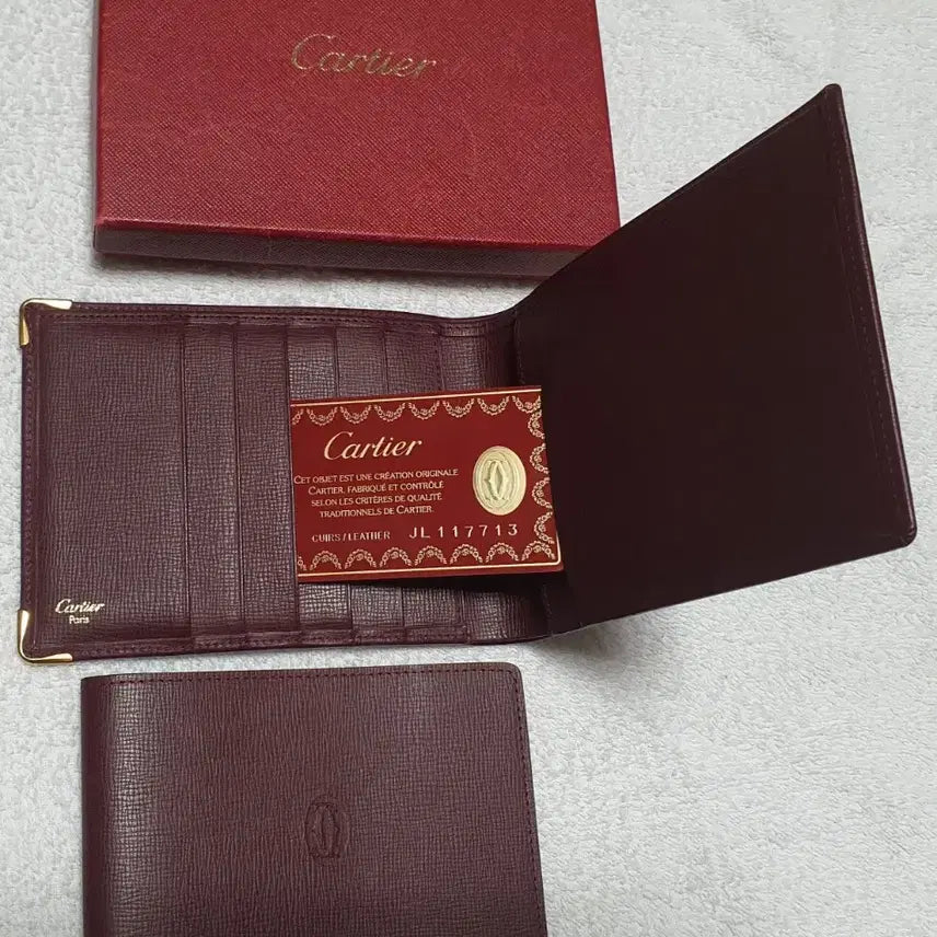 [BUNJANG] Cartier Burgundy Leather Bifold Wallet / 까르띠에 반지갑 버건디