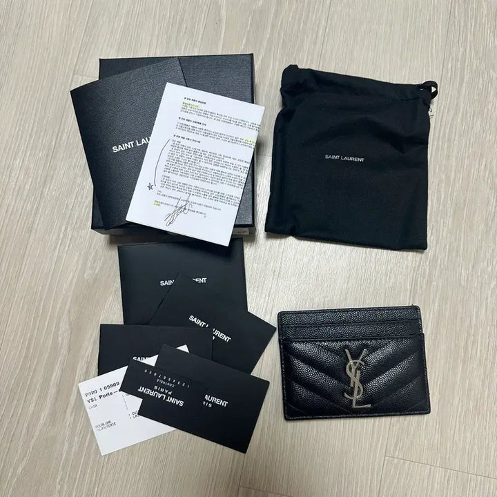 [BUNJANG] Saint Laurent Matelassé Cardholder Black Full Set / 생로랑 마틀라세 카드지갑 블랙 정품(풀구성)