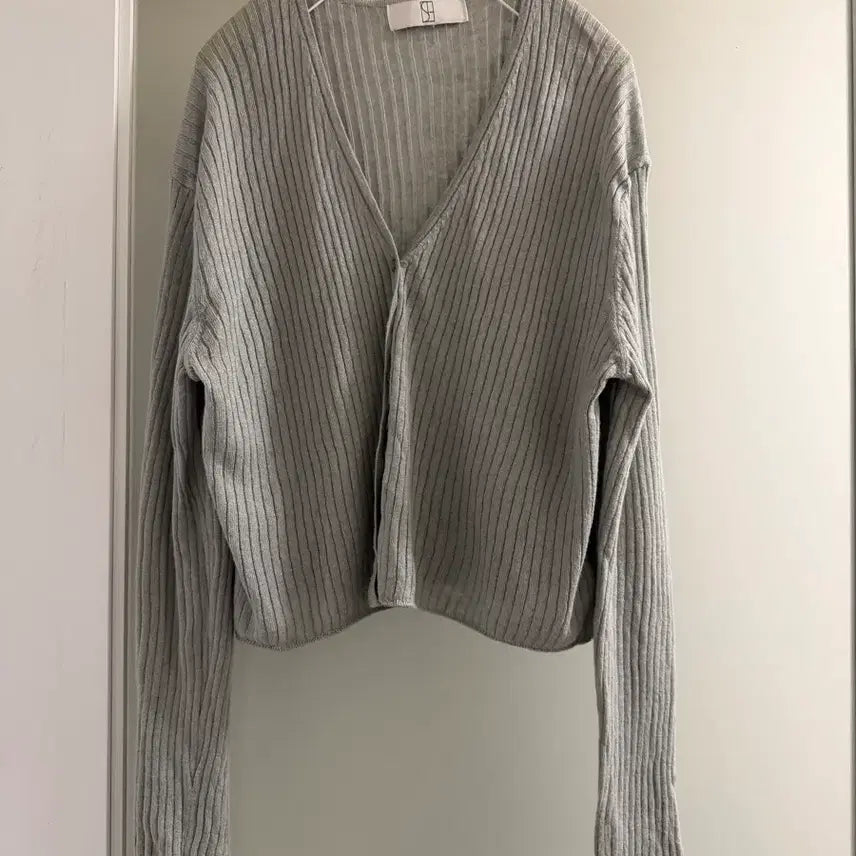 [BUNJANG] Sie Gray Blue Ribbed Cardigan / Sie 시에 그레이블루 색상 골지 가디건