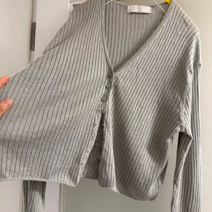 [BUNJANG] Sie Gray Blue Ribbed Cardigan / Sie 시에 그레이블루 색상 골지 가디건