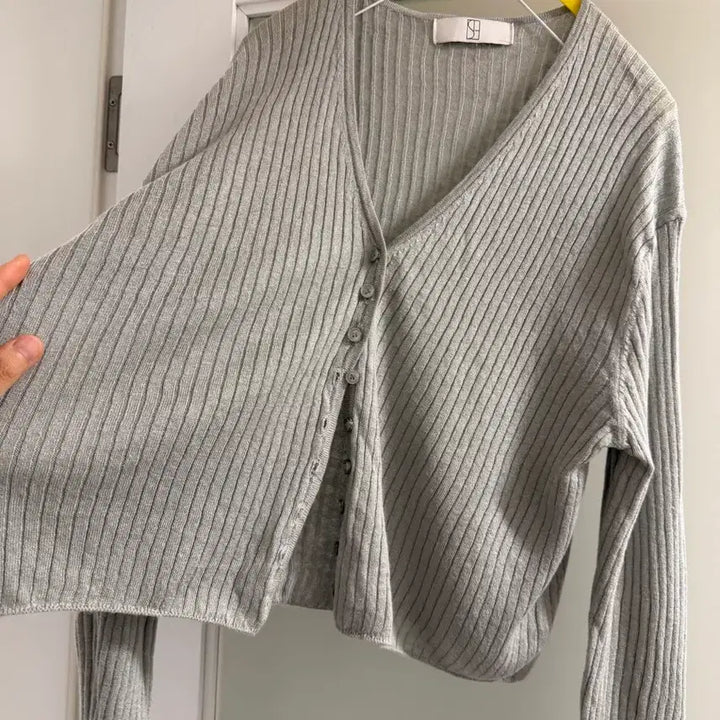[BUNJANG] Sie Gray Blue Ribbed Cardigan / Sie 시에 그레이블루 색상 골지 가디건