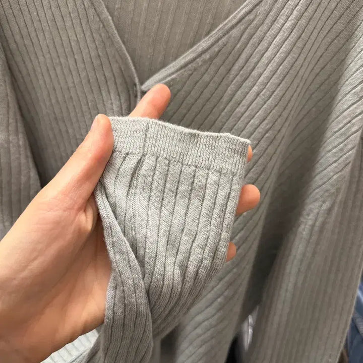 [BUNJANG] Sie Gray Blue Ribbed Cardigan / Sie 시에 그레이블루 색상 골지 가디건