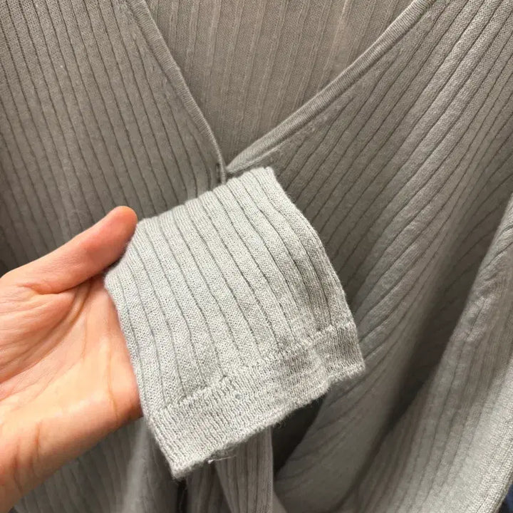 [BUNJANG] Sie Gray Blue Ribbed Cardigan / Sie 시에 그레이블루 색상 골지 가디건