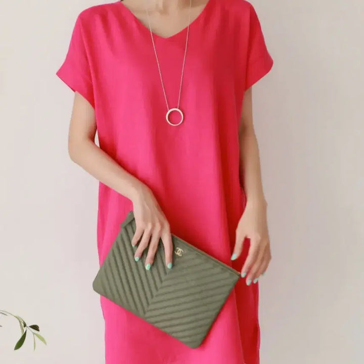 [BUNJANG] A-Line Linen Mini Dress (Hot Pink) / 데일리룩 / 핫핑크 a라인 린넨 미니원피스 s