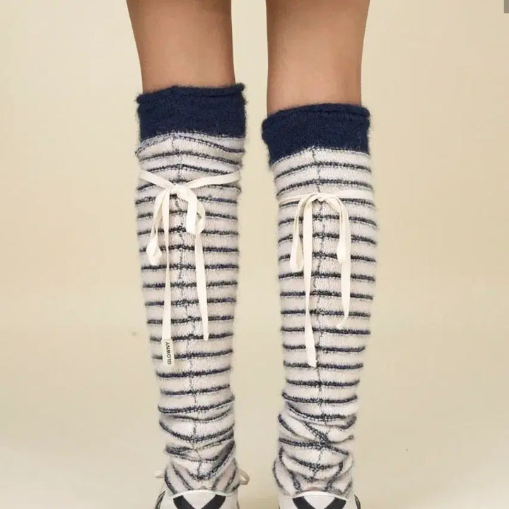 [BUNJANG] Glowny Sundae Stripe Knit Warmer (Navy) / glowny SUNDAE STRIPE KNIT WARMER (NAVY)