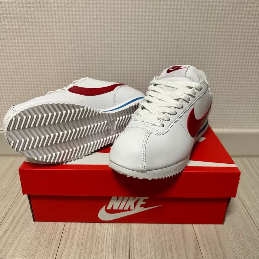 [BUNJANG] Nike Women Cortez White Red Blue Sneakers / 나이키 우먼 코르테즈 흰빨 파랑 운동화