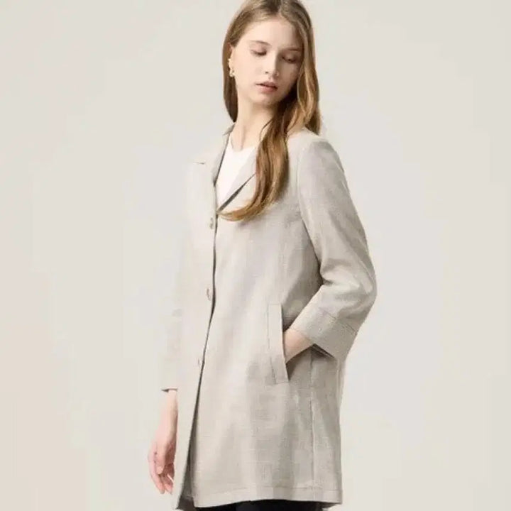 [BUNJANG] Thelenoma 23SS Linen Blend Check Collar Half Jacket / 더레노마 마혼방 체크카라넥 하프 자켓 23SS