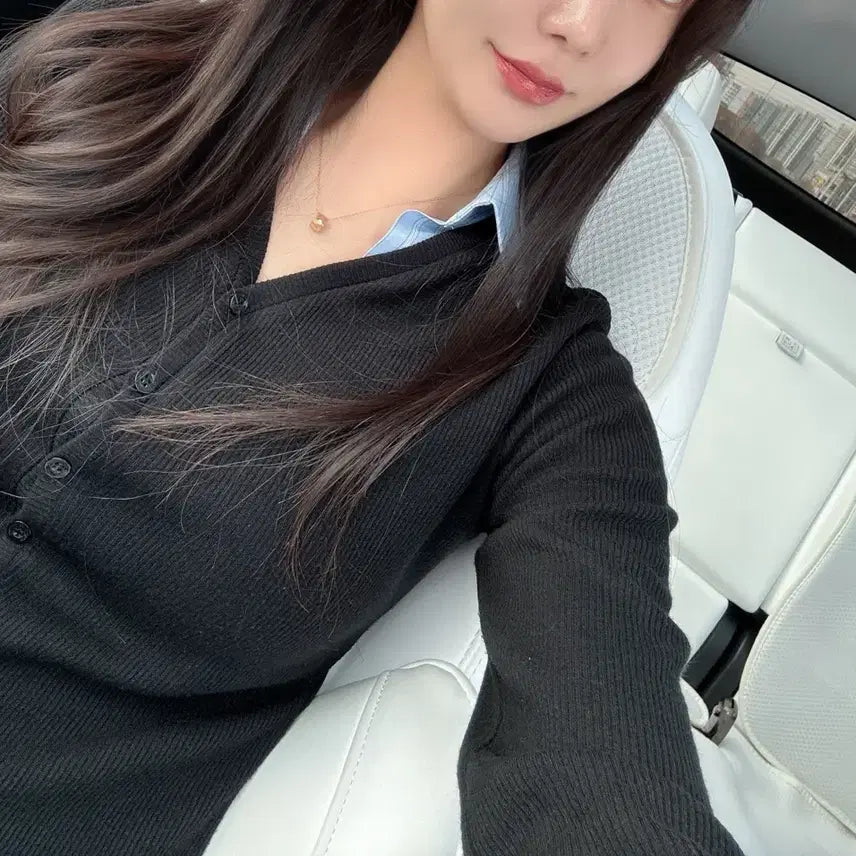 [BUNJANG] Maryon Elvia Shirt Cardigan - Black / 메리온 엘비아 셔츠 가디건 블랙