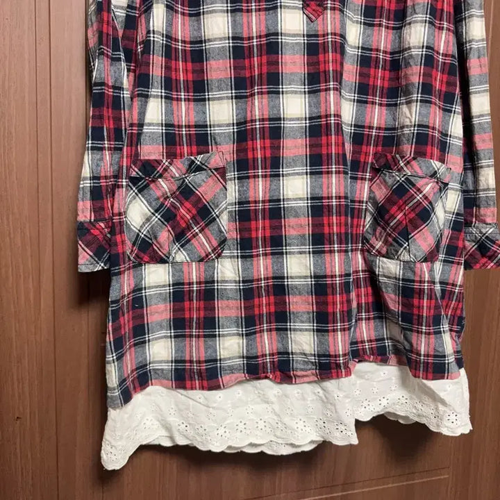 [SOLD OUT] 모리걸 하구미 일본 빈티지 딸기 체크 레이스 셔츠 원피스